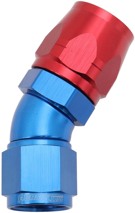 550 Series Cutter Style One Piece Swivel 30° Stepped Hose End -10AN to -12 Hose  Blue/Red Finish. Suits 100 & 450 Series Hose