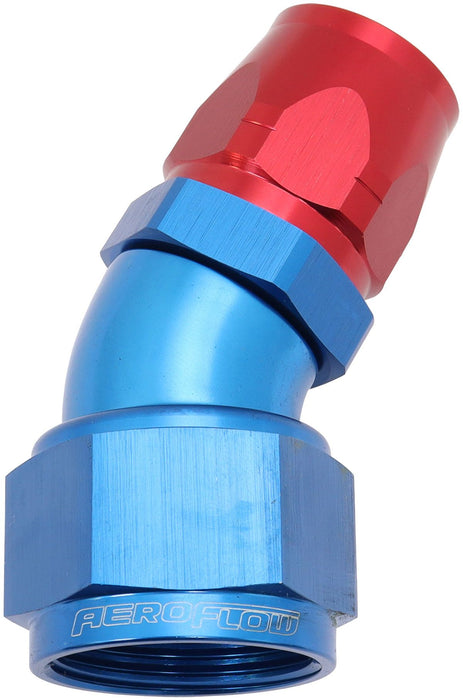 550 Series Cutter Style One Piece Swivel 30° Stepped Hose End -16AN to -12 Hose  Blue/Red Finish. Suits 100 & 450 Series Hose