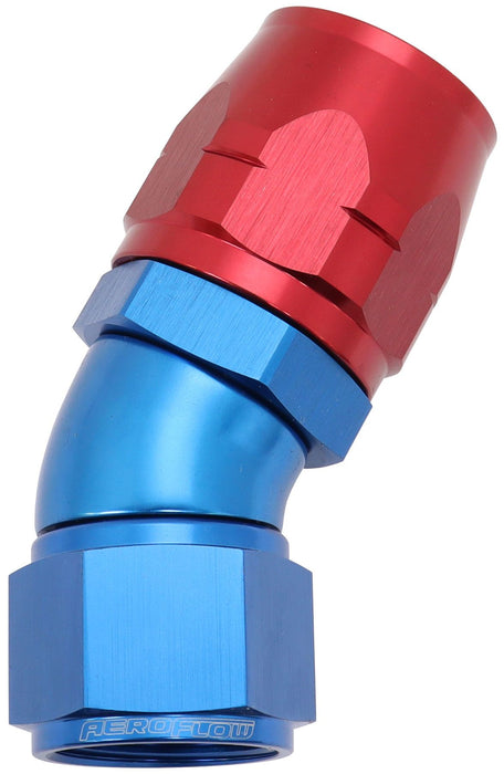550 Series Cutter Style One Piece Swivel 30° Stepped Hose End -12AN to -16 Hose  Blue/Red Finish. Suits 100 & 450 Series Hose