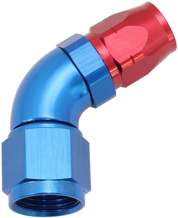 550 Series Cutter Style One Piece Swivel 60° Stepped Hose End -8AN to -6 Hose  Blue/Red Finish. Suits 100 & 450 Series Hose