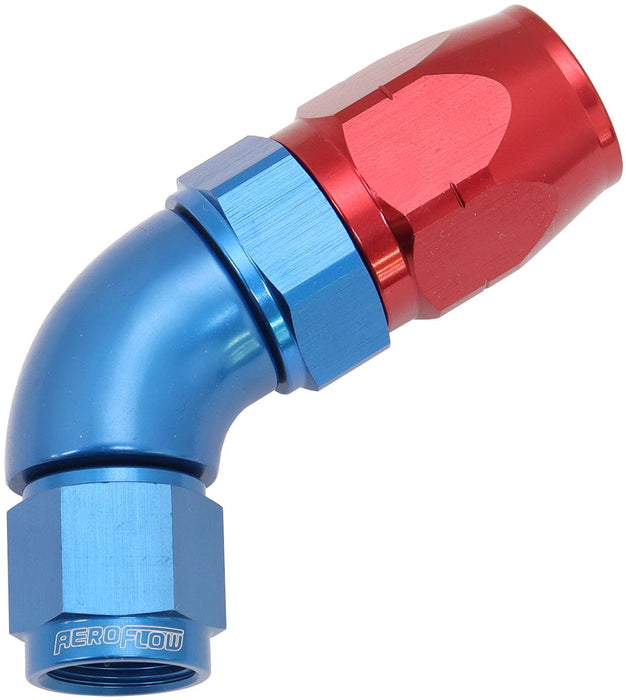 550 Series Cutter Style One Piece Swivel 60° Stepped Hose End -6AN to -8 Hose  Blue/Red Finish. Suits 100 & 450 Series Hose
