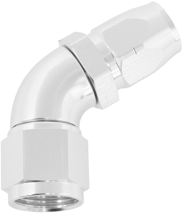 550 Series Cutter Style One Piece Swivel 60° Stepped Hose End -10AN to -8 Hose   Silver Finish. Suits 100 & 450 Series Hose