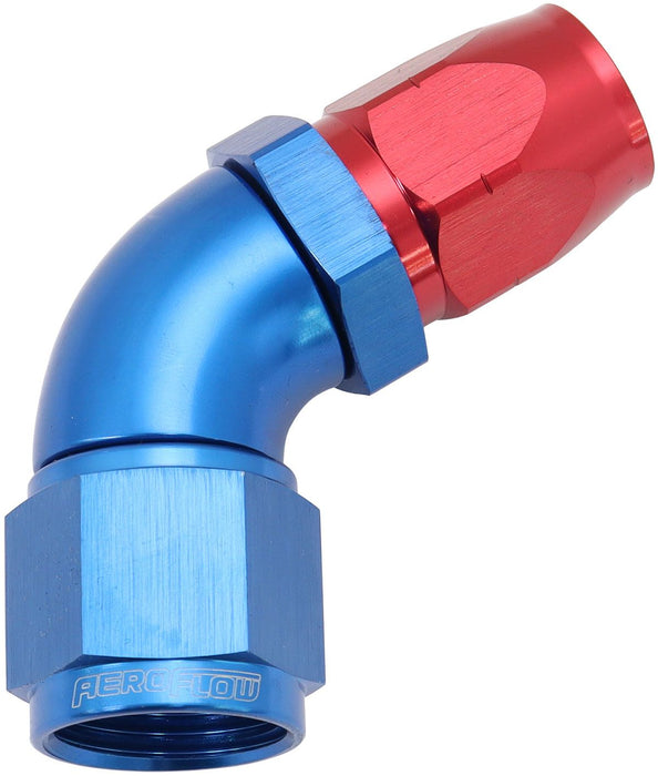 550 Series Cutter Style One Piece Swivel 60° Stepped Hose End -10AN to -8 Hose   Blue/Red Finish. Suits 100 & 450 Series Hose