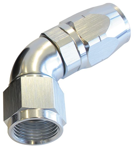 550 Series Cutter One-Piece Full Flow Swivel 60° Hose End -16AN  Silver Finish. Suits 100 & 450 Series Hose