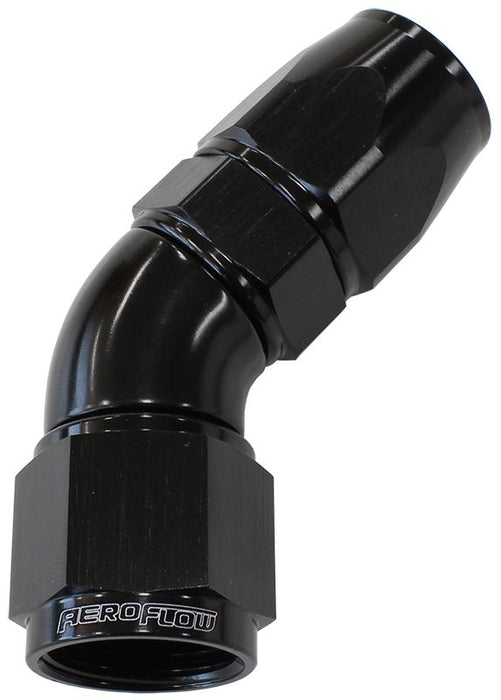 570 Series PTFE 45° Hose End -3AN Black Finish. Suits 200 & 250 Series Hose