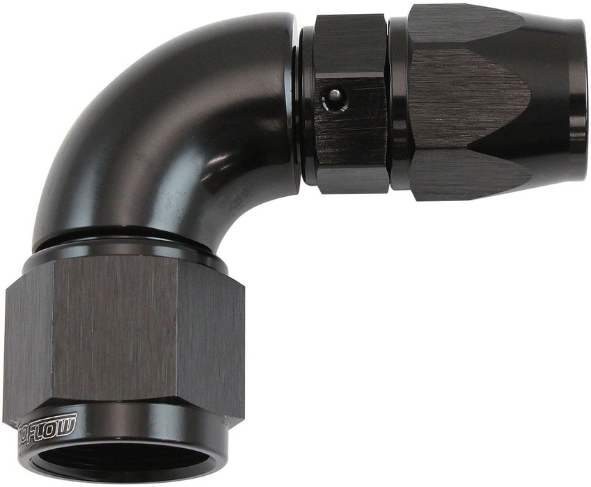 Aeroflow 200 Series Teflon Style One Piece 90 Degree Stepped Hose End -8AN to -8 Hose Black Finish, Suits 200 & 250 Series Hose