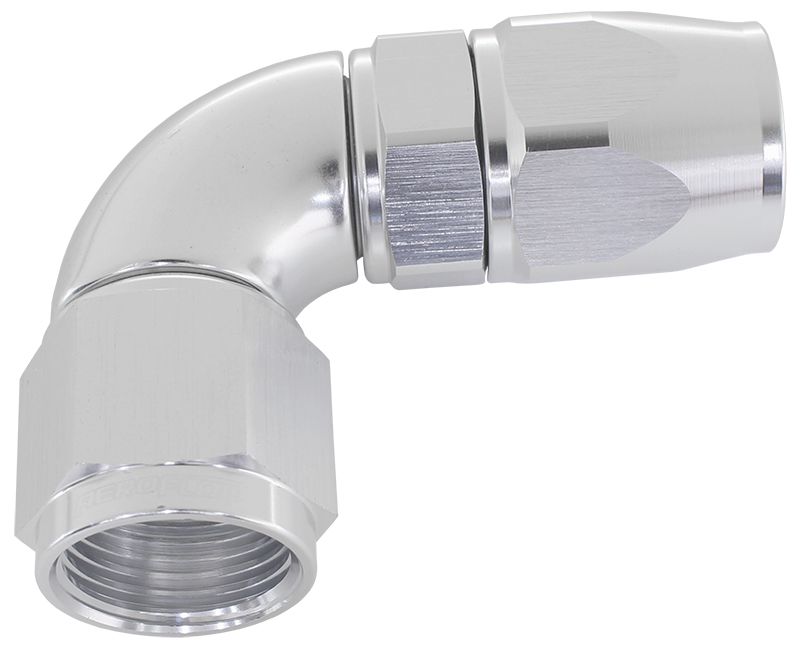 570 Series PTFE 90° Hose End -6AN Silver Finish. Suits 200 & 250 Series Hose