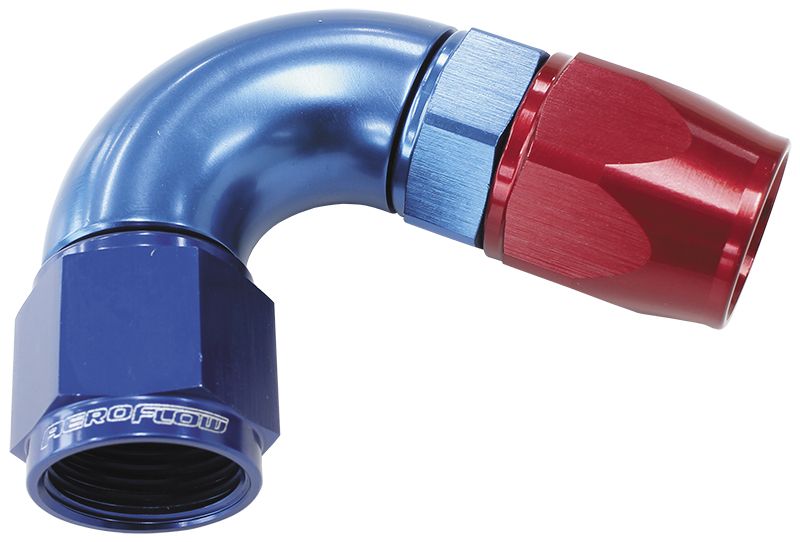 570 Series PTFE 120° Hose End -12AN  Blue/Red Finish. Suits 200 & 250 Series Hose