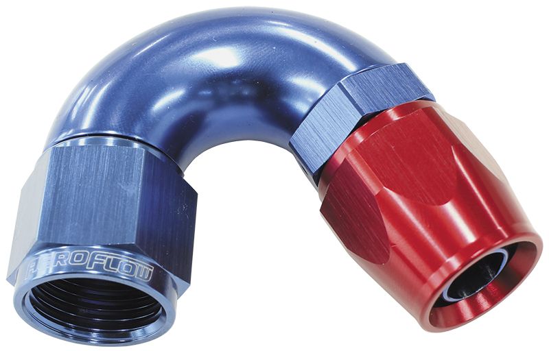 570 Series PTFE 150° Hose End -3AN  Blue/Red Finish. Suits 200 & 250 Series Hose