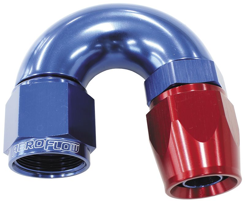 570 Series PTFE 180° Hose End -12AN  Blue/Red Finish. Suits 200 & 250 Series Hose