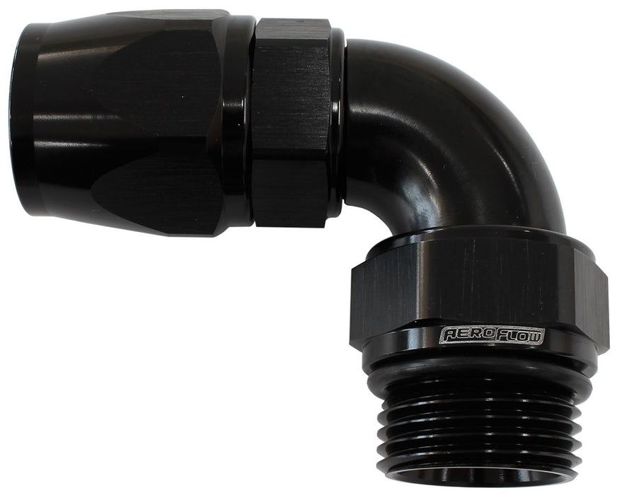 90° ORB Male Swivel PTFE (Teflon®) Hose End -6 ORB to -6AN  Black Finish