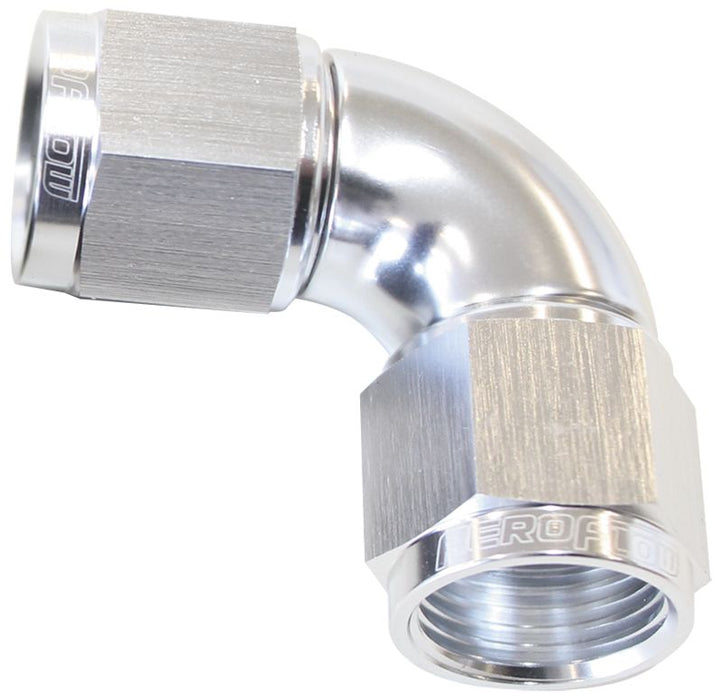 90° Full Flow Female Coupler -20AN  Silver Finish
