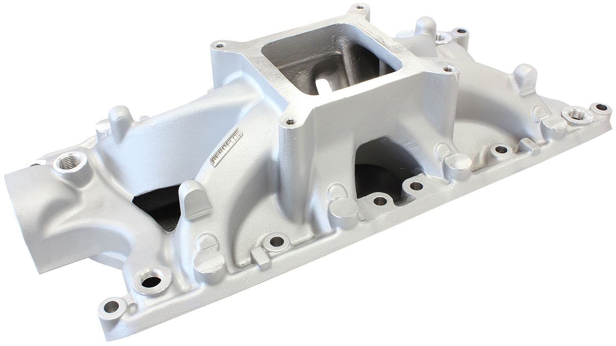 Ford 289-302W Hi-Rise Single Plane Intake Manifold, Natural Cast Finish  3000 - 8000 RPM, Square Bore Carburettor Pad, Non-EGR