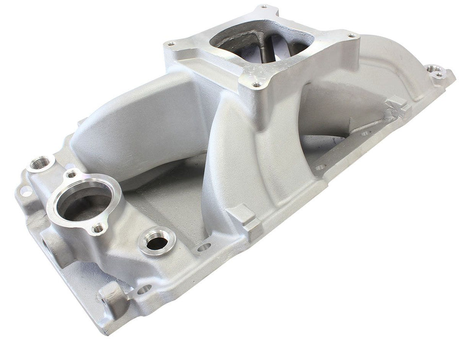 Big Block Chev Hi-Rise Single Plane Intake Manifold, Natural Cast Finish  3500 - 7500 RPM, Square Bore Carburettor Pad, Non-EGR