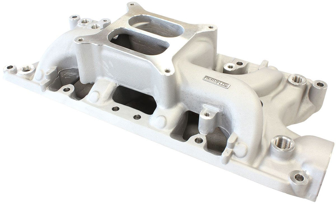 Small Block Ford 289-302 Windsor Air Gap Dual Plane Intake Manifold, Natural Cast Finish  1500 - 6500 RPM, Square Bore Carburettor Pad, Non-EGR