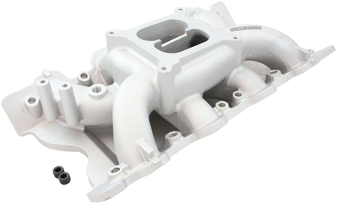 Aeroflow Ford 351 Cleveland Air Gap Dual Plane Intake Manifold, Natural Cast Finish 1500 - 6500 RPM, Square Bore Carburettor Pad, Non-EGR, Suits both 2V and 4V