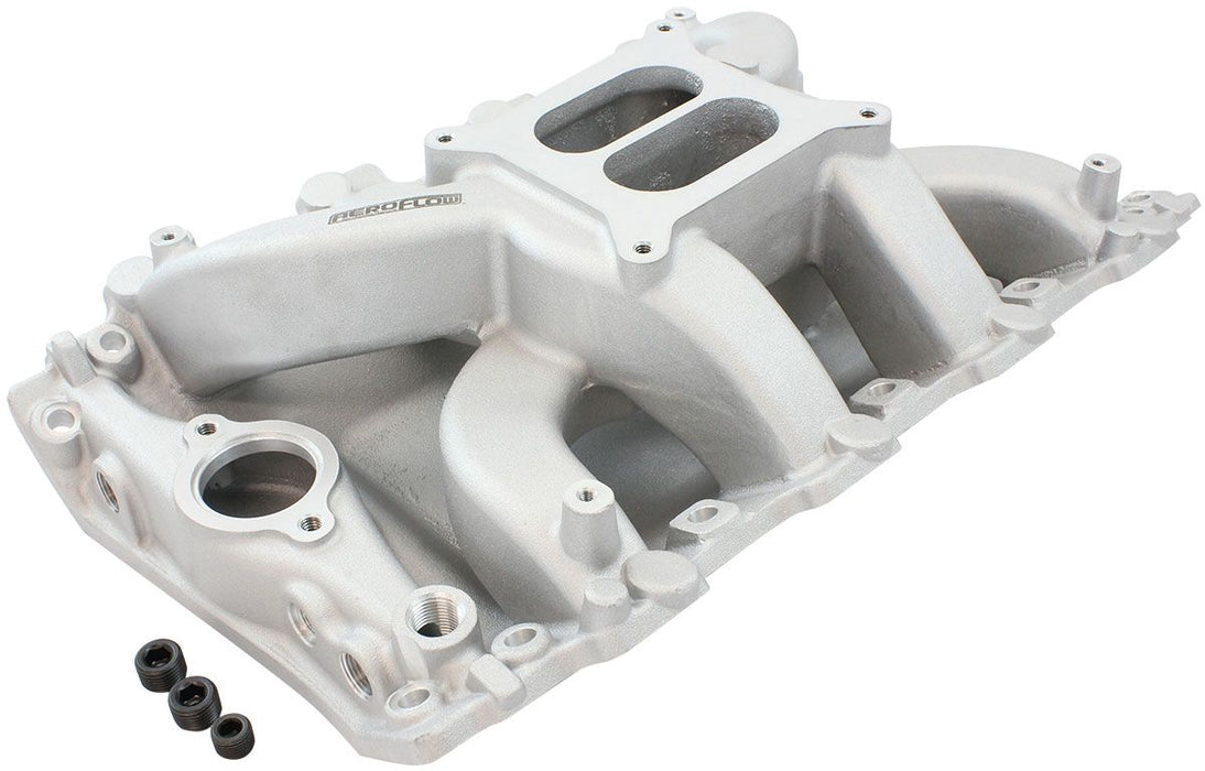 Aeroflow Holden 304 Air Gap Dual Plane Non EFI Intake Manifold, Natural Cast Finish 1500 - 6500 RPM, Square Bore Carburettor Pad, Non-EGR