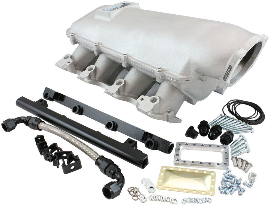 Aeroflow GM LS Cathedral Port Low Rise EFI Modular Intake Manifold, Natural Cast Finish Suit 102mm/105mm Throttle Body & 14mm Short Injectors