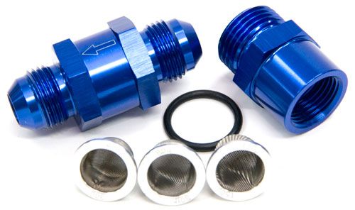 Inline Fuel & Oil Filter -4AN  Blue Finish. Includes 30, 80 and 150 Micron Elements