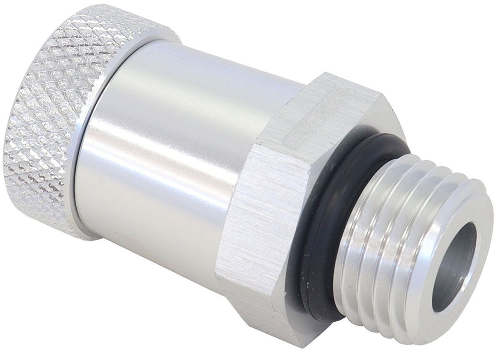 Aeroflow Universal Drain Valve -6 ORB Silver Finish With 1/8" NPT Female Thread For Remote Draining