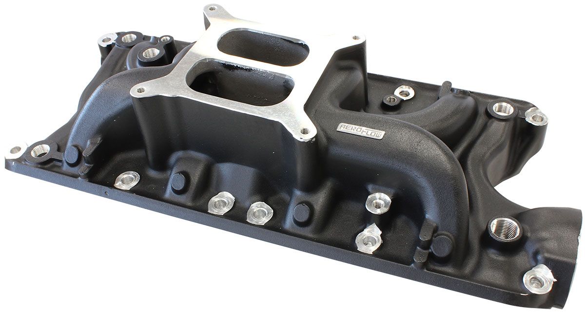 Small Block Ford 289-302 Windsor Street Dual Plane Intake Manifold, Black Finish  1500 - 6500 RPM, Square Bore Carburettor Pad, Non-EGR