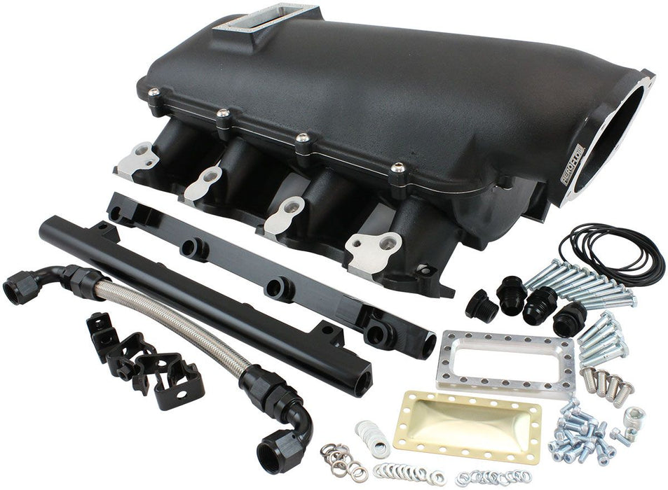 Aeroflow GM LS Cathedral Port Low Rise EFI Modular Intake Manifold, Black Finish Suit 102mm/105mm Throttle Body & 14mm Short Injectors