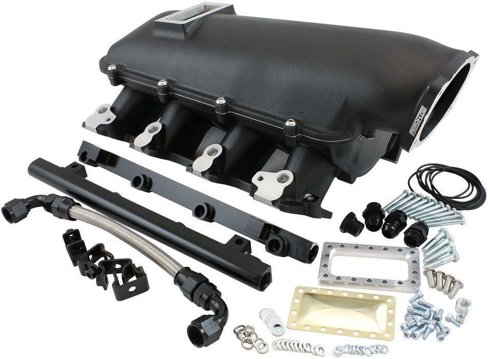 Aeroflow GM LS Rectangle Port Low Rise EFI Modular Intake Manifold, Black Finish Suit 102mm/105mm Throttle Body & 14mm Short Injectors