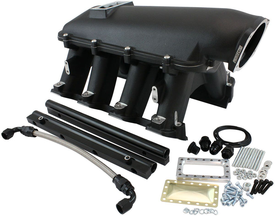 Aeroflow GM LS Rectangle Port Hi Rise EFI Modular Intake Manifold, Black Finish Suit 102mm/105mm Throttle Body & 14mm Short Injectors