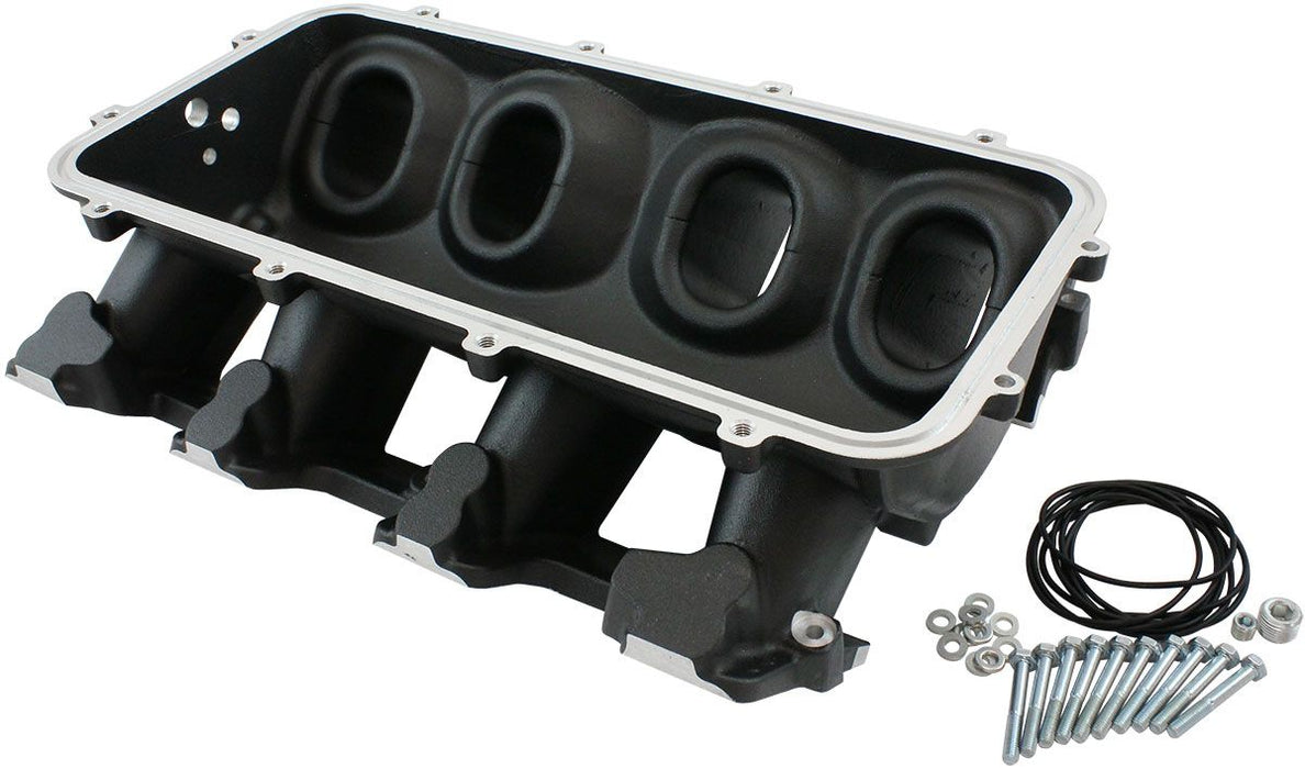 Aeroflow Low Rise NON-EFI GM LSCathedral Port Intake ManifoldBase, Black Finish Suit Modular Intake Manifolds