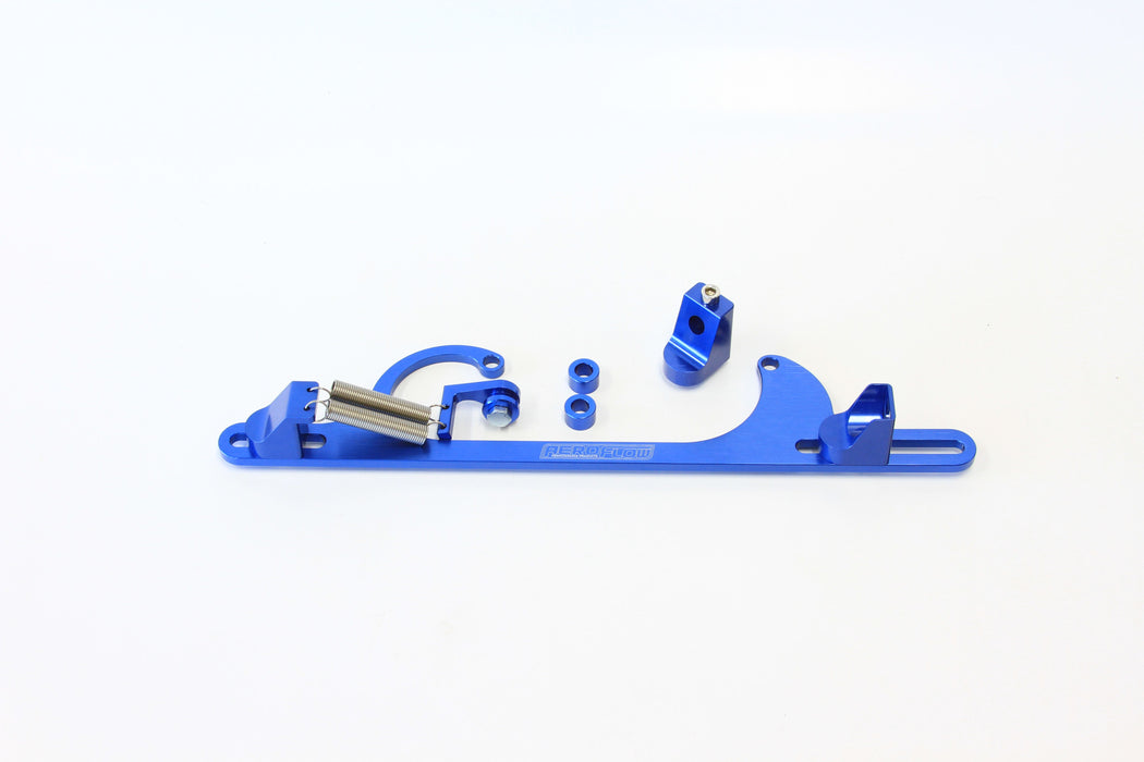 Billet Throttle Cable Bracket 4150 Style   Blue Finish