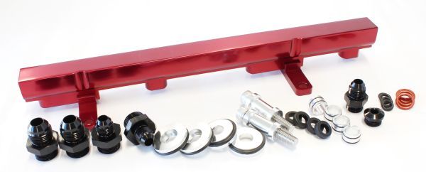 Nissan S13 SR20 BilletEFI Fuel Rail - Red Suit 14mm Full Length Fuel Injectors, -8ORB Ports