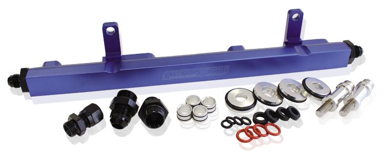 Nissan S13 SR20 BilletEFI Fuel Rail - Blue Suit 14mm Full Length Fuel Injectors, -8ORB Ports