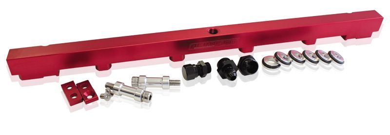 Nissan RB25 Billet EFIFuel Rail - Red  Suit 14mm 3/4" Length and Full Length Fuel Injectors, -8ORB Ports