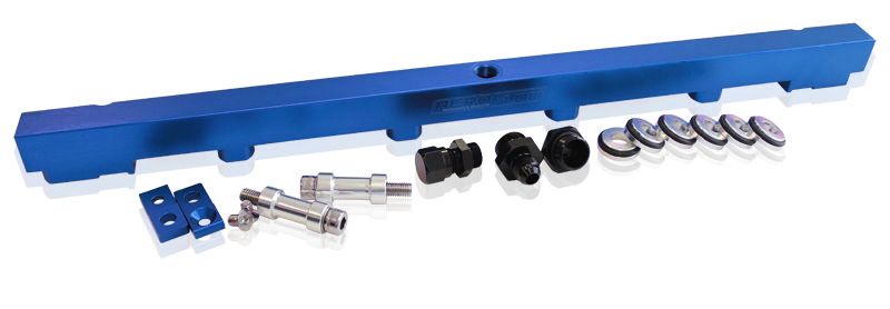 Nissan RB25 Billet EFIFuel Rail - Blue  Suit 14mm 3/4" Length and Full Length Fuel Injectors, -8ORB Ports