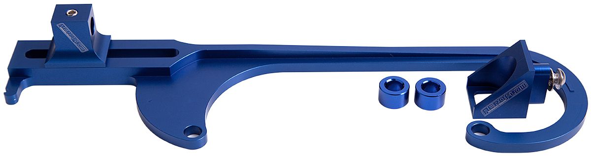 Billet Throttle Cable Bracket 4150 Style   Blue Finish Return spring bracket sold separately part number AF64-2031