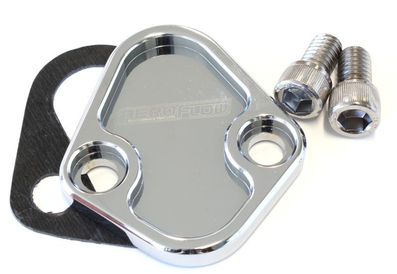 Billet Fuel Pump Block-Off Plate - Chrome  Suit BB Chev, Ford 289-351W, SB, BB