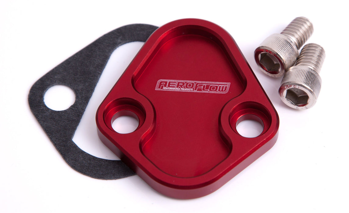 Billet Fuel Pump Block-Off Plate - Red  Suit BB Chev, Ford 289-351W, SB, BB