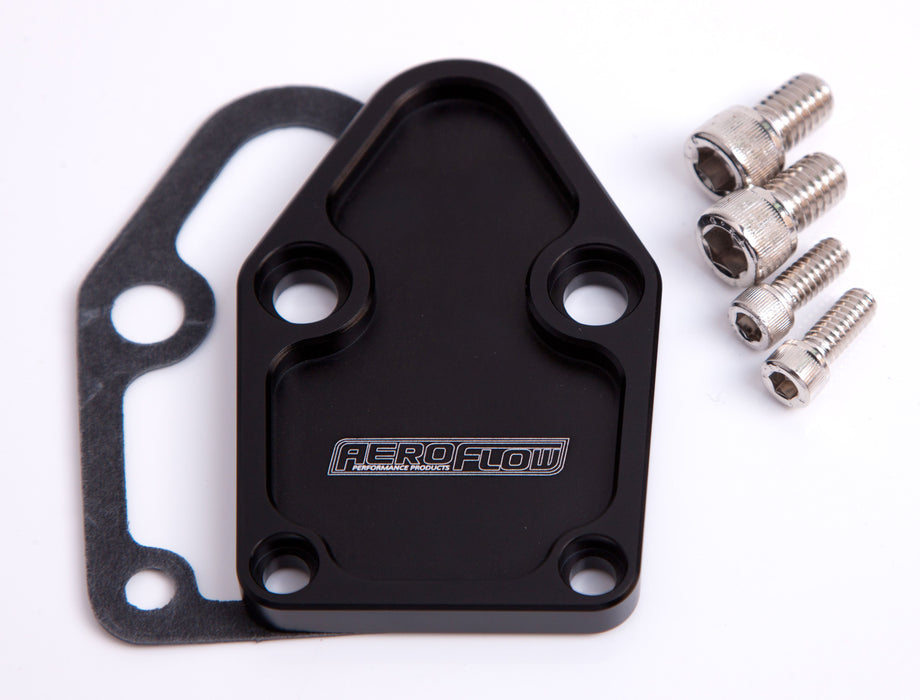 Billet Fuel Pump Block-Off Plate - Black  Suit SB Chevy