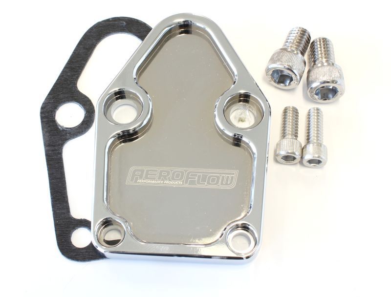 Billet Fuel Pump Block-Off Plate - Chrome  Suit SB Chevy