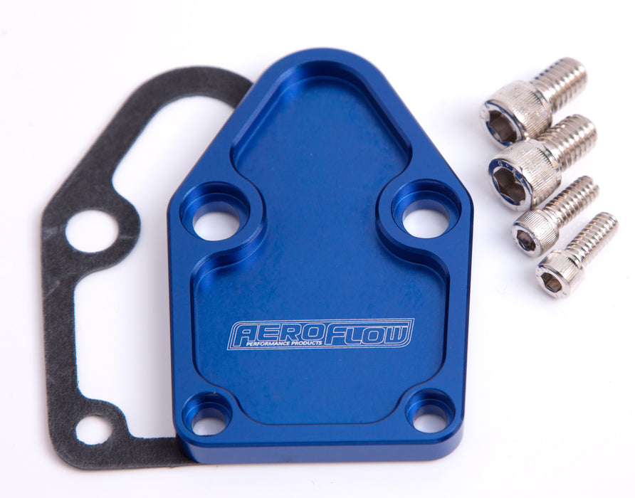 Billet Fuel Pump Block-Off Plate - Blue  Suit SB Chevy