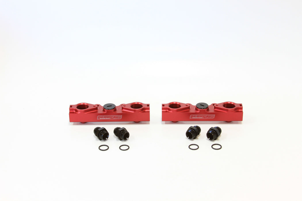 Subaru EJ20, EJ25 SideFeed Billet EFI Fuel Rails - Red Suit Standard Fuel Injectors, -8ORBPorts