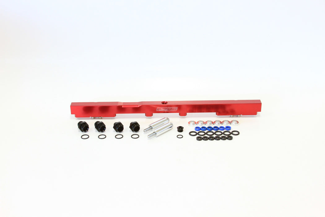 Toyota 2JZ Non-VVTI Billet EFI Fuel Rail - Red Suit 14mm Full Length Fuel Injectors, -8ORB Ports