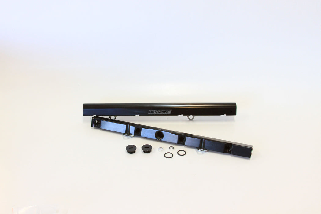 Ford Windsor 5.0L V8 Billet EFI Fuel Rail - Black Suit 14mm Full Length Fuel Injectors, -8ORB Ports