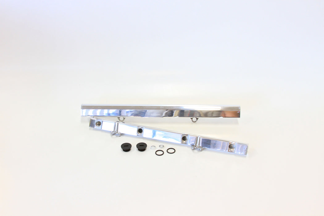 Ford Windsor 5.0L V8 Billet EFI Fuel Rail - Polished Suit 14mm Full Length Fuel Injectors, -8ORB Ports