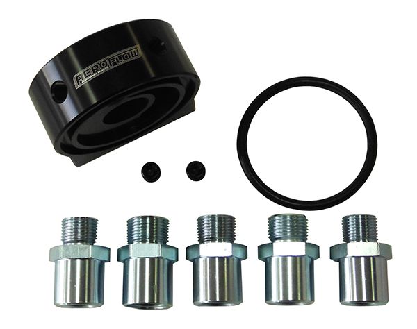 Billet Oil Cooler Sandwich Adapter   Universal fitment, with 2 x -8ORB ports & 2 x1/8" NPT ports, Black anodised finish