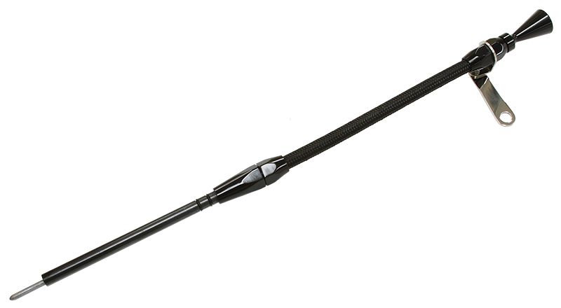Stainless Steel Flexible Engine Dipstick - Black Suit SB Chevy (Late Model Drivers Side)