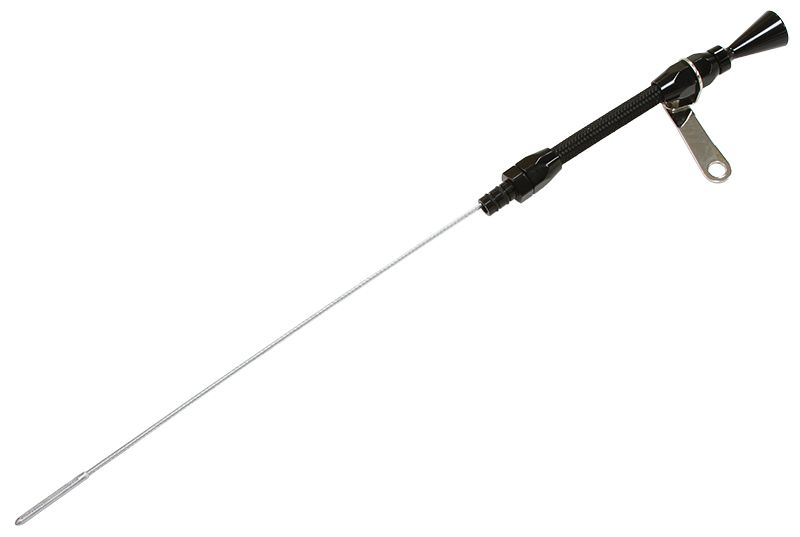 Stainless Steel Flexible Engine Dipstick - Black Suit SB Chevy (Early Model Passenger Side)