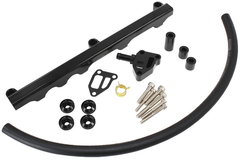 Nissan S14 and S15 SR20 Billet EFI Fuel Rail - Black Suit 14mm Short Length Fuel Injectors, -8ORB Ports