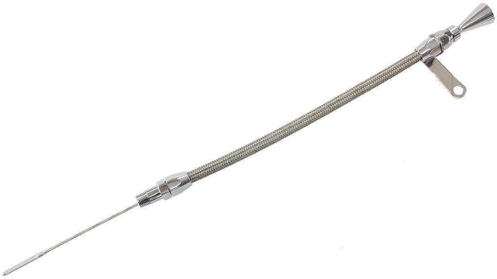 Universal Engine Dipstick  20-3/4" OAL, 1/4" NPT Thread, Can Cut To length, Chrome Finish