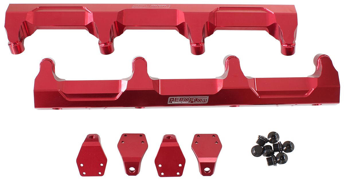 GM Supercharged LSA Billet EFI Fuel Rails - Red Suit 14mm Short Length Fuel Injectors, -8ORB Ports